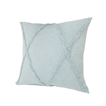Set of Two Blue Diamond Cotton Throw Pillow With Fringe HomeRoots