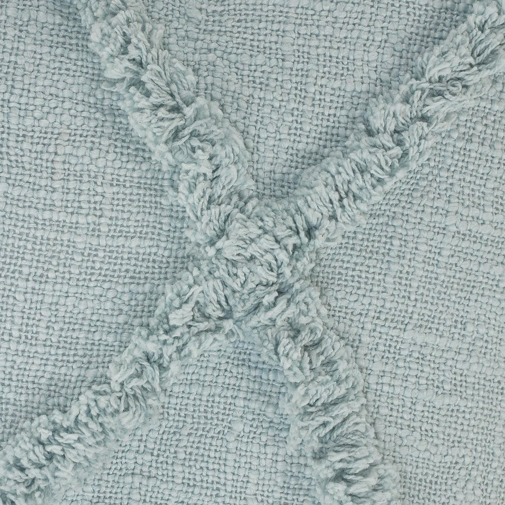 Set of Two Blue Diamond Cotton Throw Pillow With Fringe HomeRoots