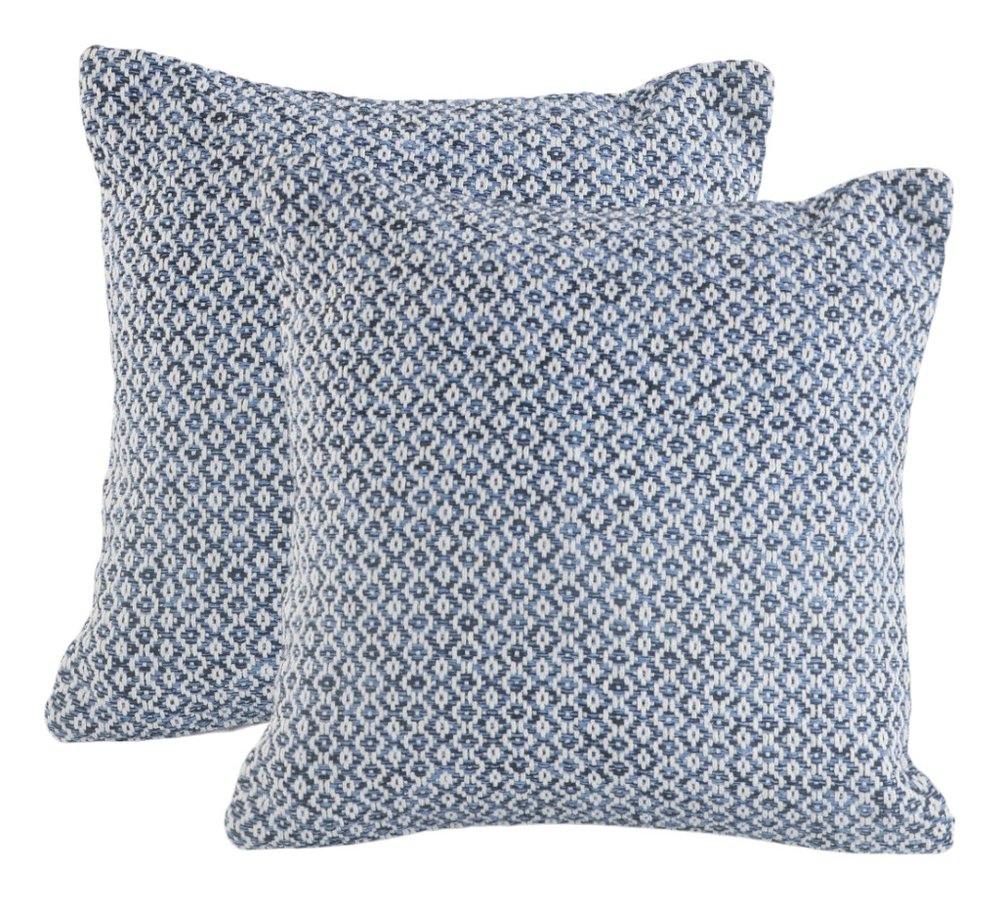 Set of Two Blue Chevron Cotton Throw Pillows HomeRoots