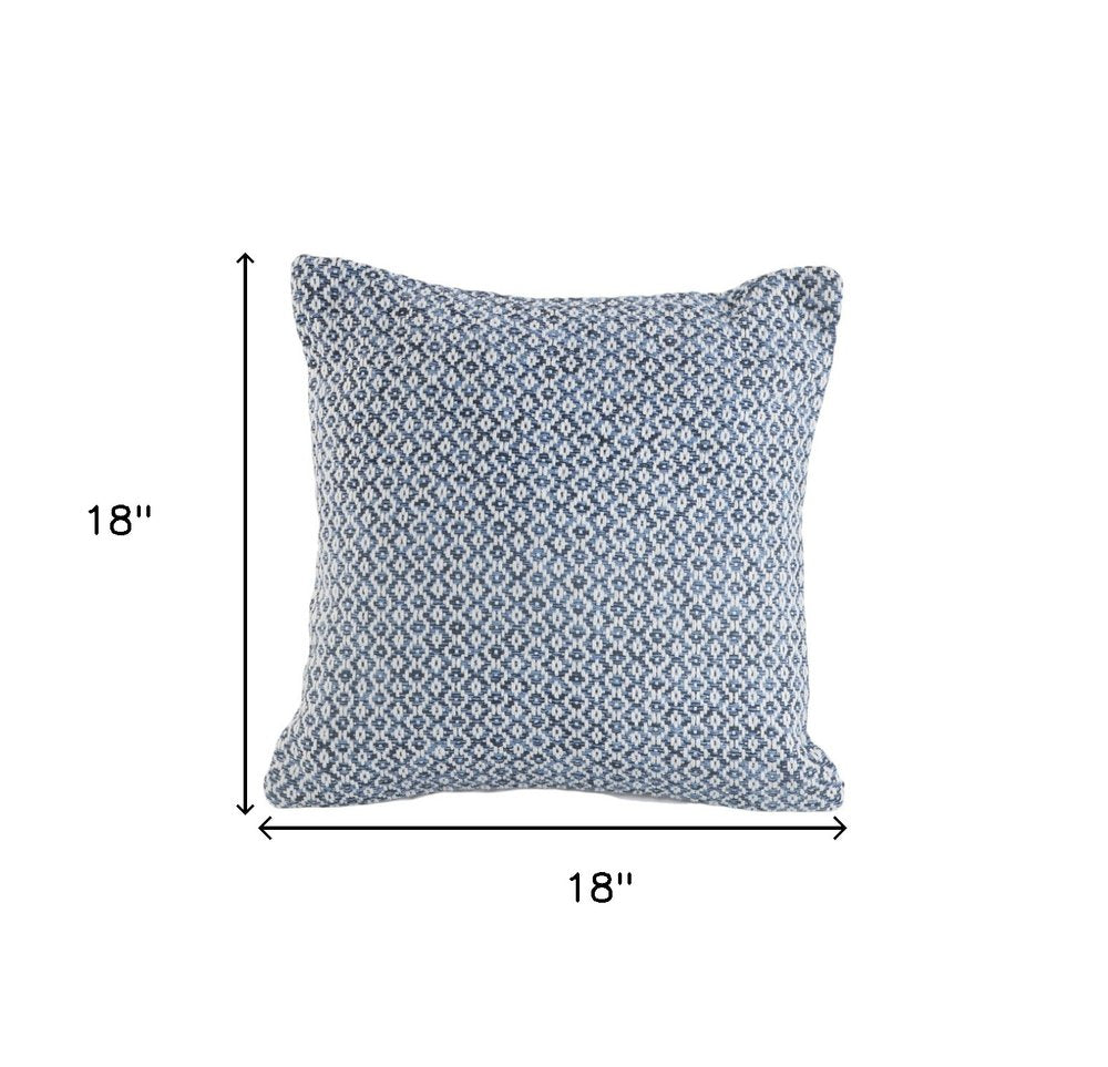 Set of Two Blue Chevron Cotton Throw Pillows — view 7