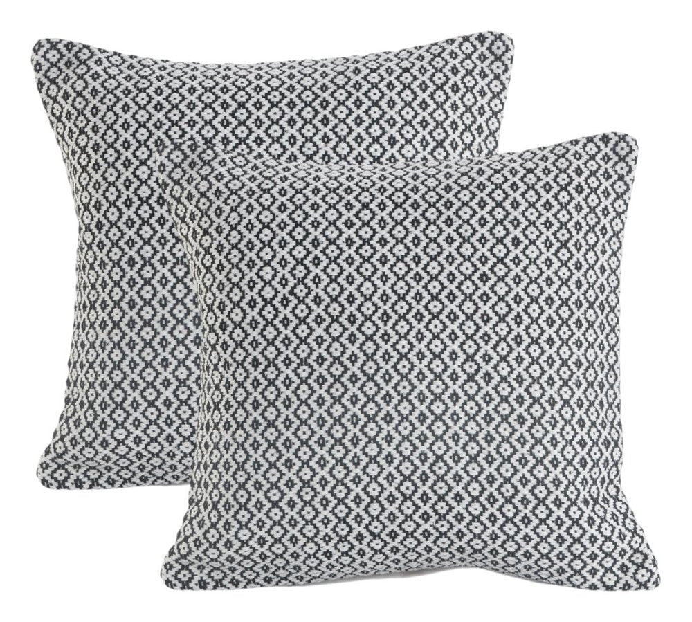 Set of Two Gray Chevron Cotton Throw Pillow