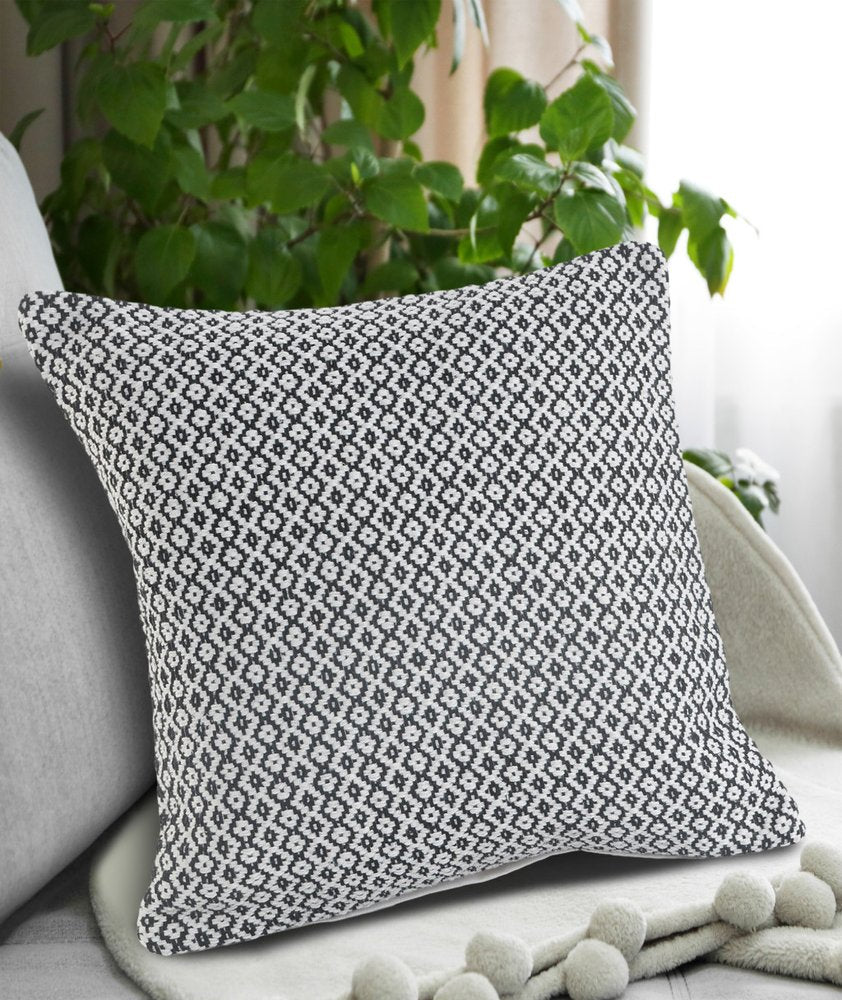 Set of Two Gray Chevron Cotton Throw Pillow — view 1