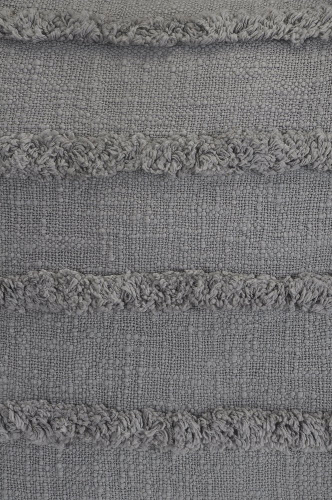 Set of Two Gray Ribbed Cotton Throw Pillow With Fringe — view 1