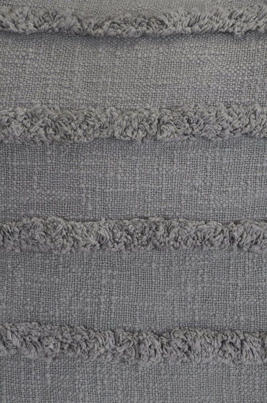 Set of Two Gray Ribbed Cotton Throw Pillow With Fringe HomeRoots