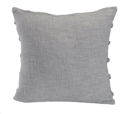 Set of Two Gray Ribbed Cotton Throw Pillow With Fringe HomeRoots