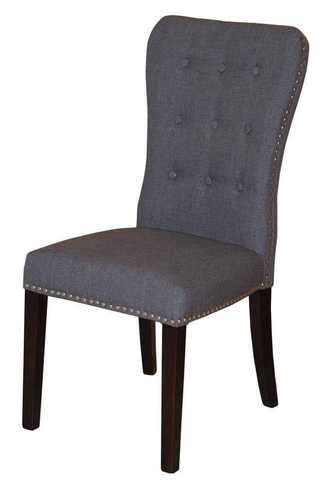 Set of Two Gray and Brown Fabric And Wood Dining Side Chairs HomeRoots