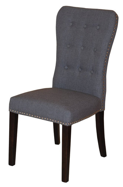 Set of Two Gray and Brown Fabric And Wood Dining Side Chairs HomeRoots