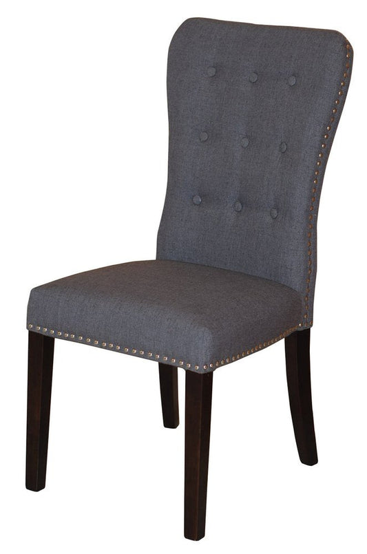 Set of Two Gray and Brown Fabric And Wood Dining Side Chairs HomeRoots