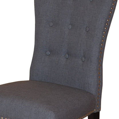 Set of Two Gray and Brown Fabric And Wood Dining Side Chairs HomeRoots