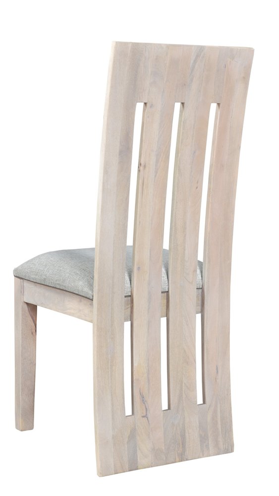 Set of Two Gray and Natural Fabric And Wood Slat Back Dining Side Chairs HomeRoots