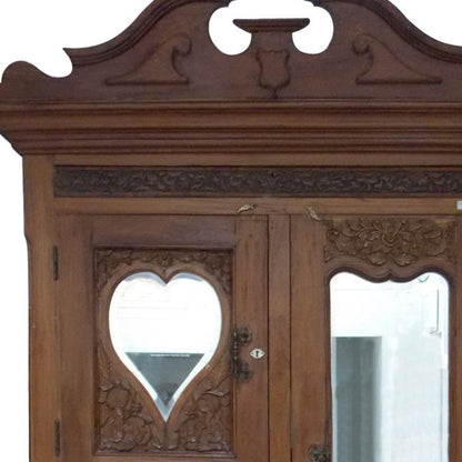 53" Brown Reclaimed Wood Carved Scrollwork Accent Cabinet With Two Doors And Four Drawers HomeRoots