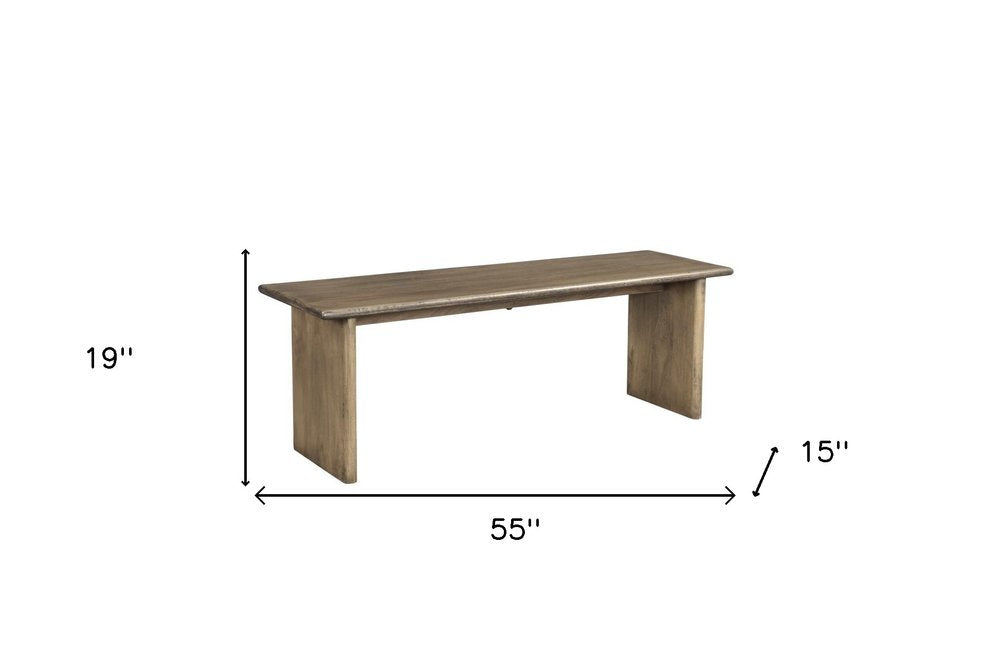 55" Brown Solid Wood Dining Bench HomeRoots