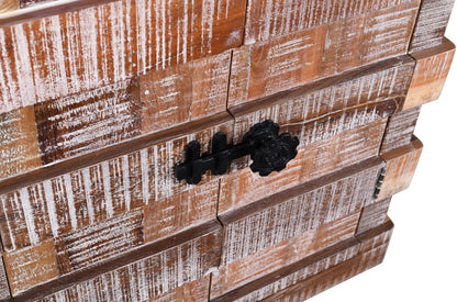 60" Brown And White Distressed Reclaimed Wood Paneled Sideboard With Four Doors HomeRoots