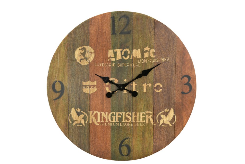 24" Brown Solid Wood Silent Analog Round Wall Clock HomeRoots