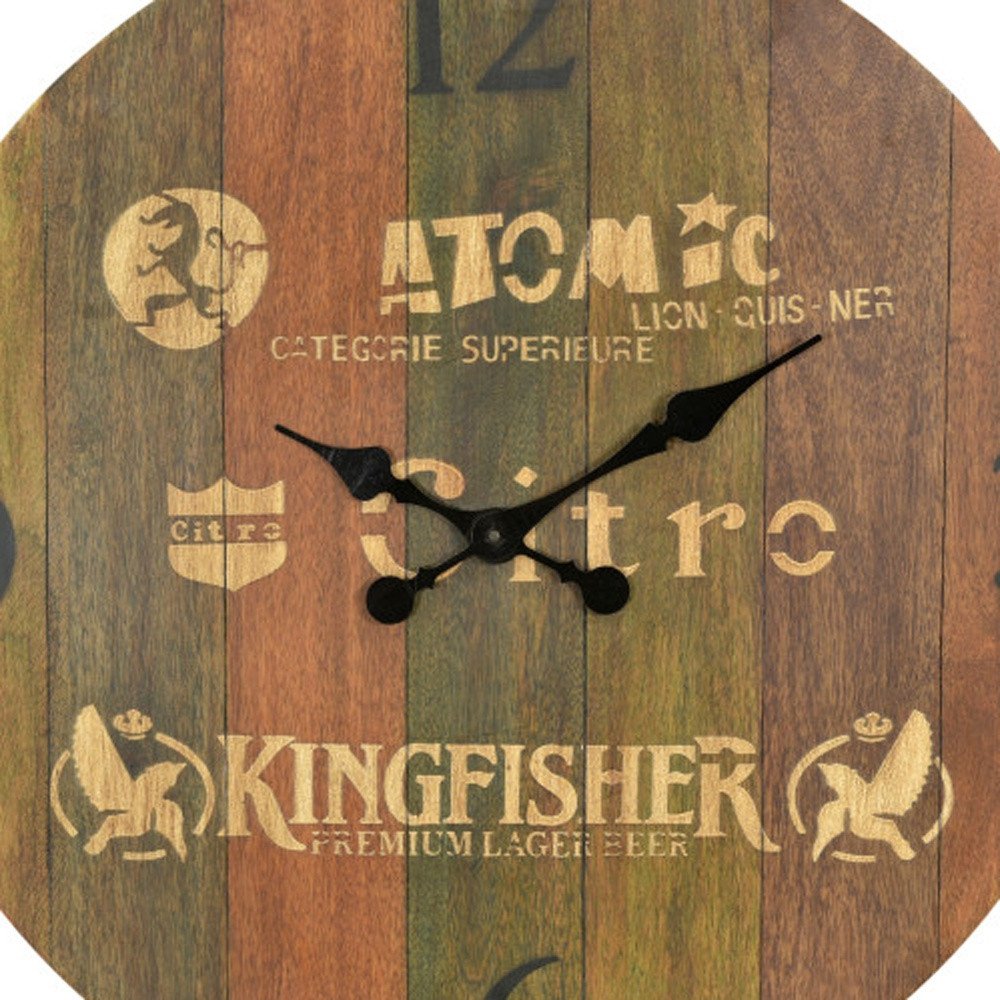 24" Brown Solid Wood Silent Analog Round Wall Clock HomeRoots