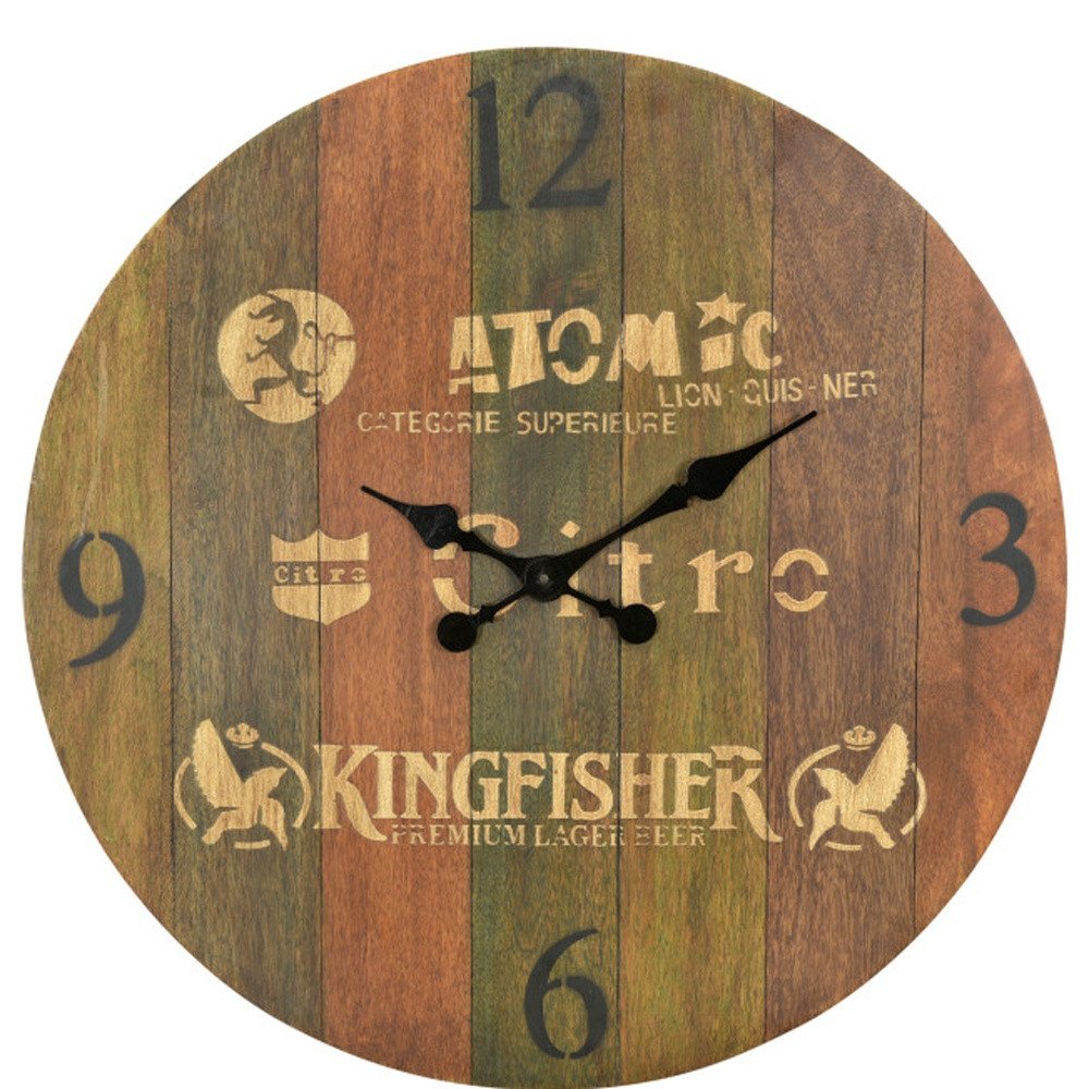 24" Brown Solid Wood Silent Analog Round Wall Clock HomeRoots