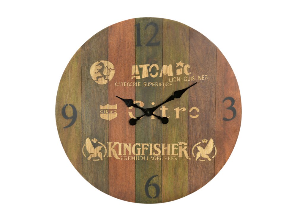 24" Brown Solid Wood Silent Analog Round Wall Clock HomeRoots