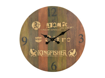 24" Brown Solid Wood Silent Analog Round Wall Clock HomeRoots