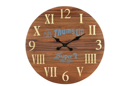 24" Brown Solid Wood Silent Analog Round Wall Clock HomeRoots