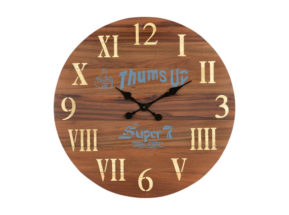24" Brown Solid Wood Silent Analog Round Wall Clock HomeRoots