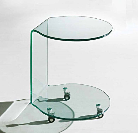 24" Clear Glass Round End Table With Shelf HomeRoots