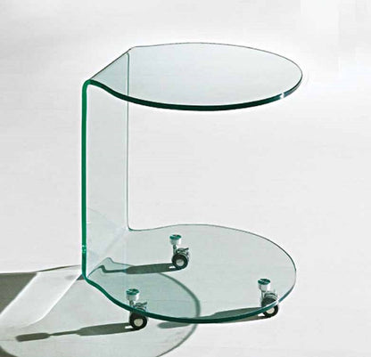 24" Clear Glass Round End Table With Shelf HomeRoots