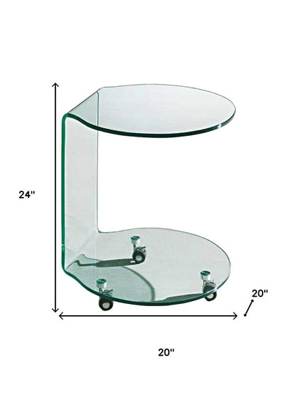24" Clear Glass Round End Table With Shelf HomeRoots