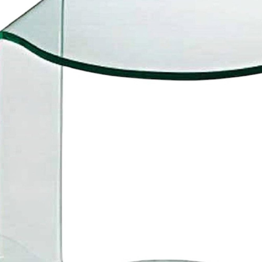 24" Clear Glass Round End Table With Shelf HomeRoots