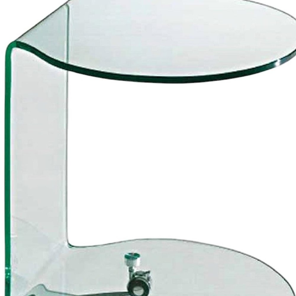 24" Clear Glass Round End Table With Shelf HomeRoots