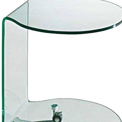 24" Clear Glass Round End Table With Shelf HomeRoots