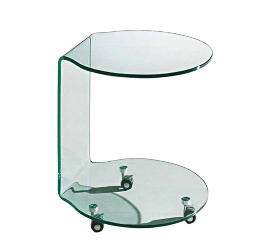 24" Clear Glass Round End Table With Shelf HomeRoots