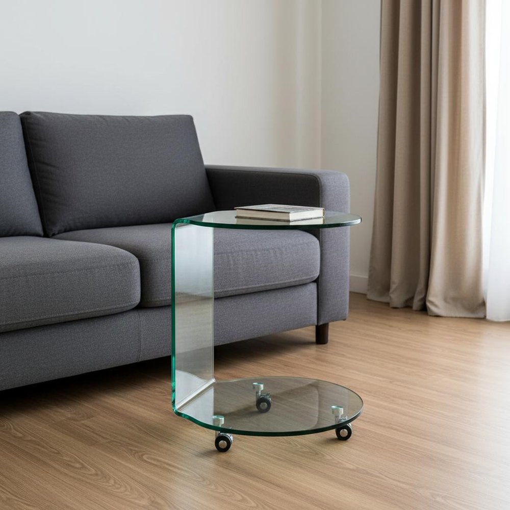 24" Clear Glass Round End Table With Shelf HomeRoots