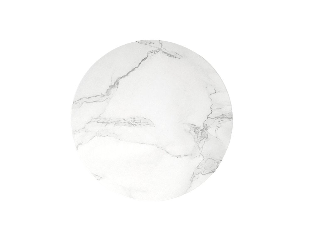 16" White Marble and Wood Round Pedestal End Table HomeRoots