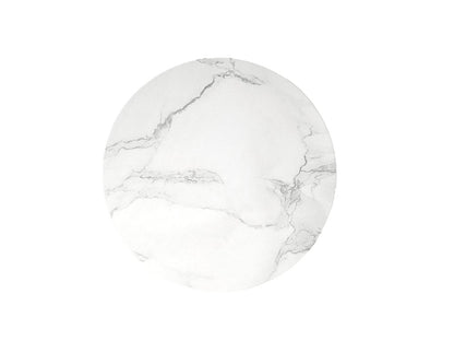 16" White Marble and Wood Round Pedestal End Table HomeRoots