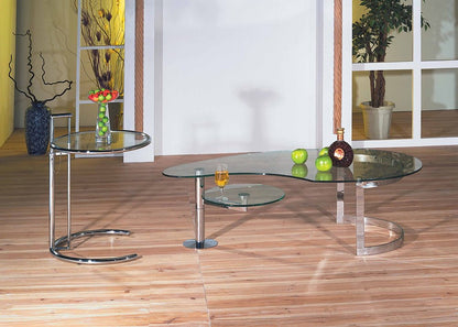 25" Silver And Clear Metal And Glass Height Adjustable Round End Table HomeRoots