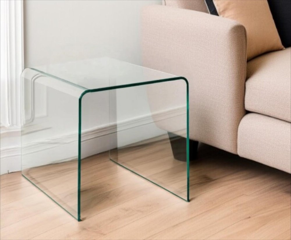 21" Clear Glass Rounded Edge End Table HomeRoots