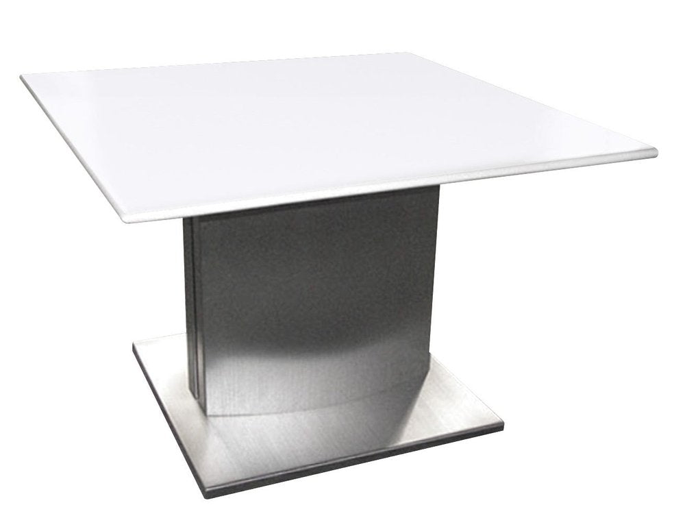 22" White And Silver Marble And Metal Square Pedestal End Table HomeRoots