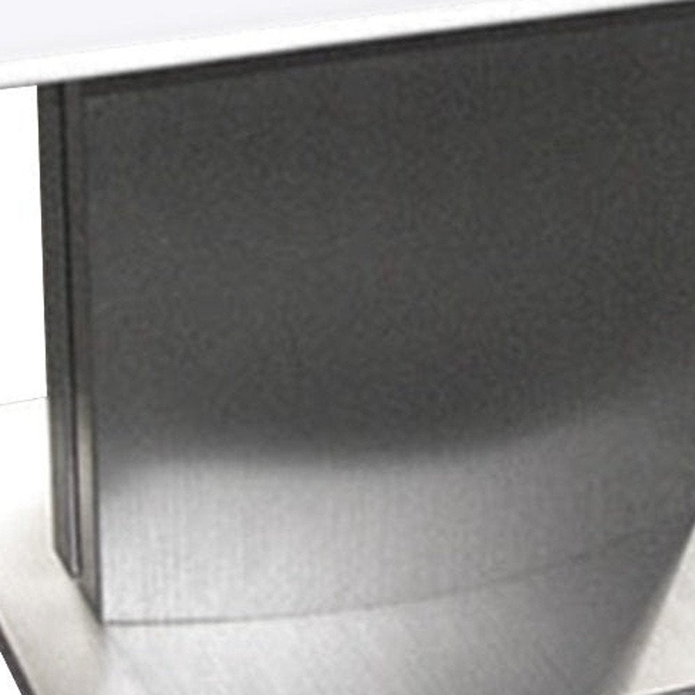 22" White And Silver Marble And Metal Square Pedestal End Table HomeRoots