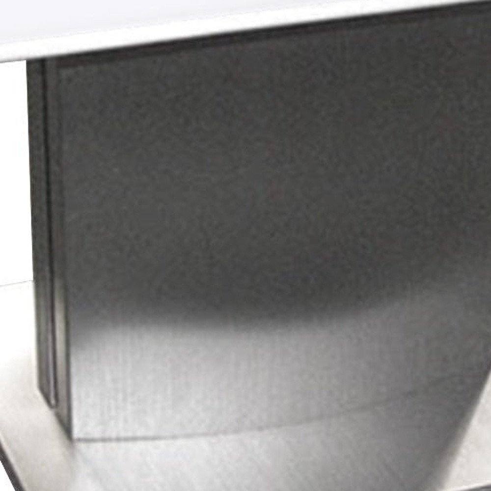22" White And Silver Marble And Metal Square Pedestal End Table — view 4