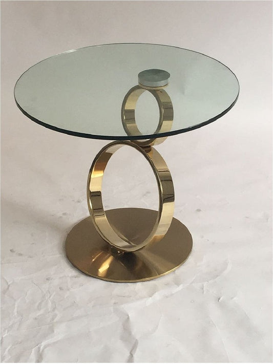 21" Clear and Gold Glass and Metal Round Pedestal End Table HomeRoots