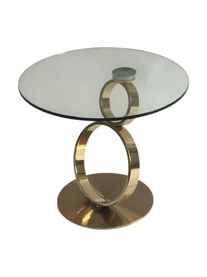 21" Clear and Gold Glass and Metal Round Pedestal End Table HomeRoots