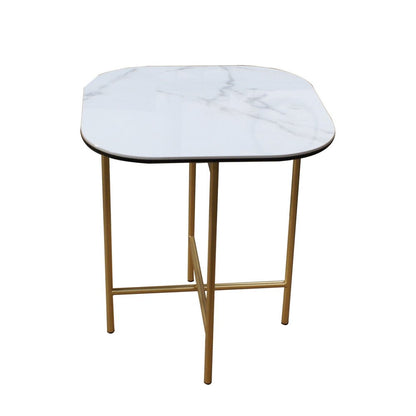 22" White And Gold Ceramic And Metal Square End Table HomeRoots