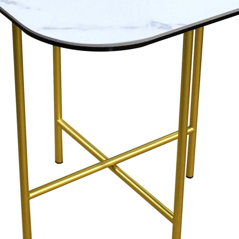 22" White And Gold Ceramic And Metal Square End Table HomeRoots