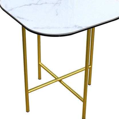 22" White And Gold Ceramic And Metal Square End Table HomeRoots