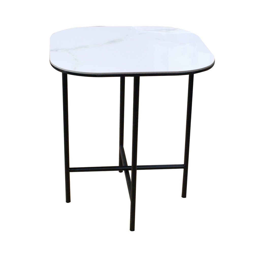 22" White And Black Ceramic And Metal Square End Table HomeRoots