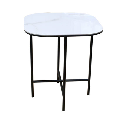 22" White And Black Ceramic And Metal Square End Table HomeRoots