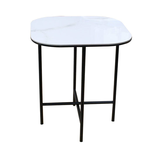 22" White And Black Ceramic And Metal Square End Table HomeRoots