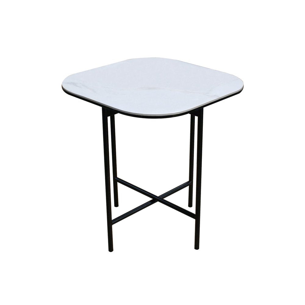 22" White And Black Ceramic And Metal Square End Table HomeRoots