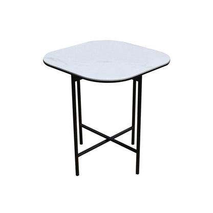 22" White And Black Ceramic And Metal Square End Table HomeRoots