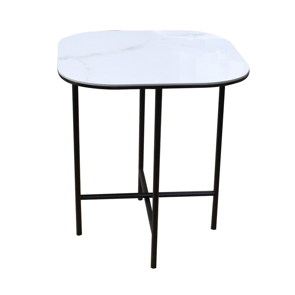 22" White And Black Ceramic And Metal Square End Table HomeRoots